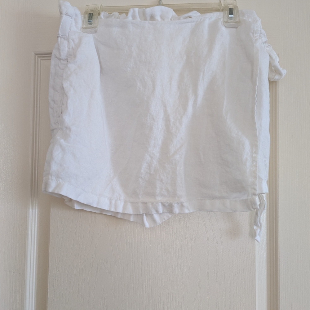 Christian Siriano White Linen Skort